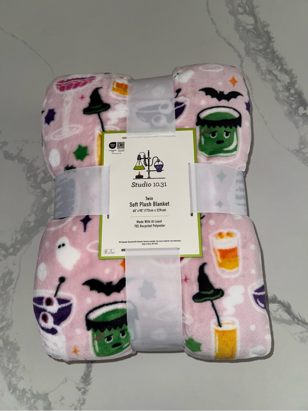 Halloween Cocktails Fun Pink Plush Blanket